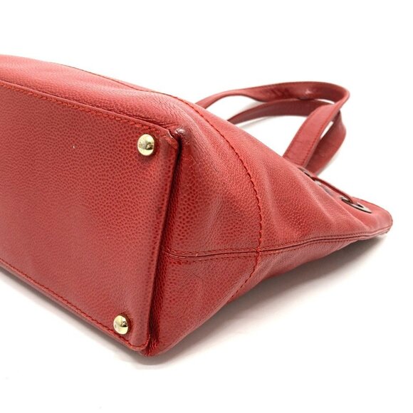 CHANEL Vintage Red Caviar Leather Logo Tote Bag - Picture 5 of 13